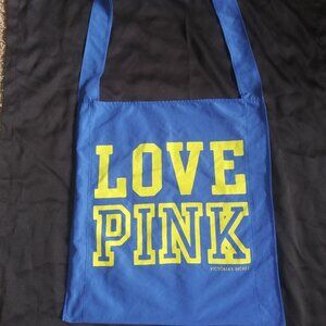 Love Pink Blue Neon Green Nylon Tote Shoulder Bag Victoria's Secret